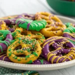 Mardi Gras Candy Melt Pretzels