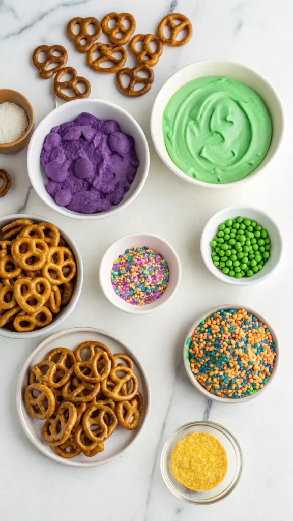 ingredients for Mardi Gras Pretzels