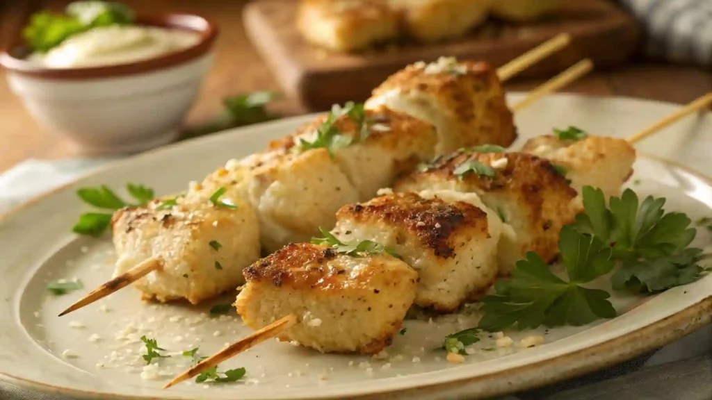 Garlic Parmesan Chicken Skewers