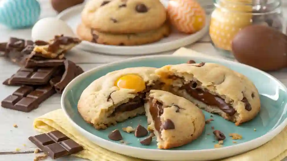 Stuffed Cadbury Egg Cookies