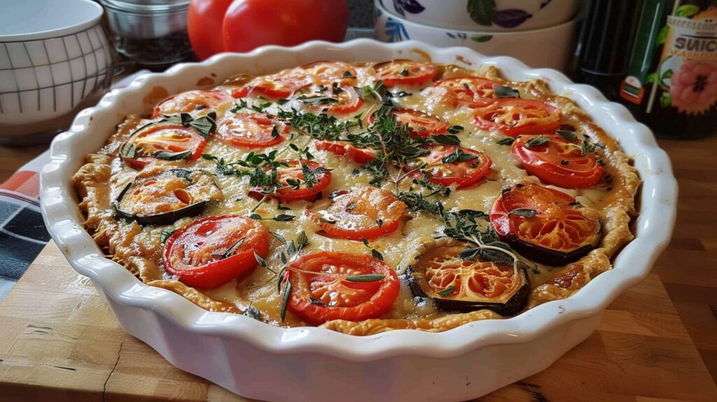 Easy Summer Tomato and Eggplant Pie