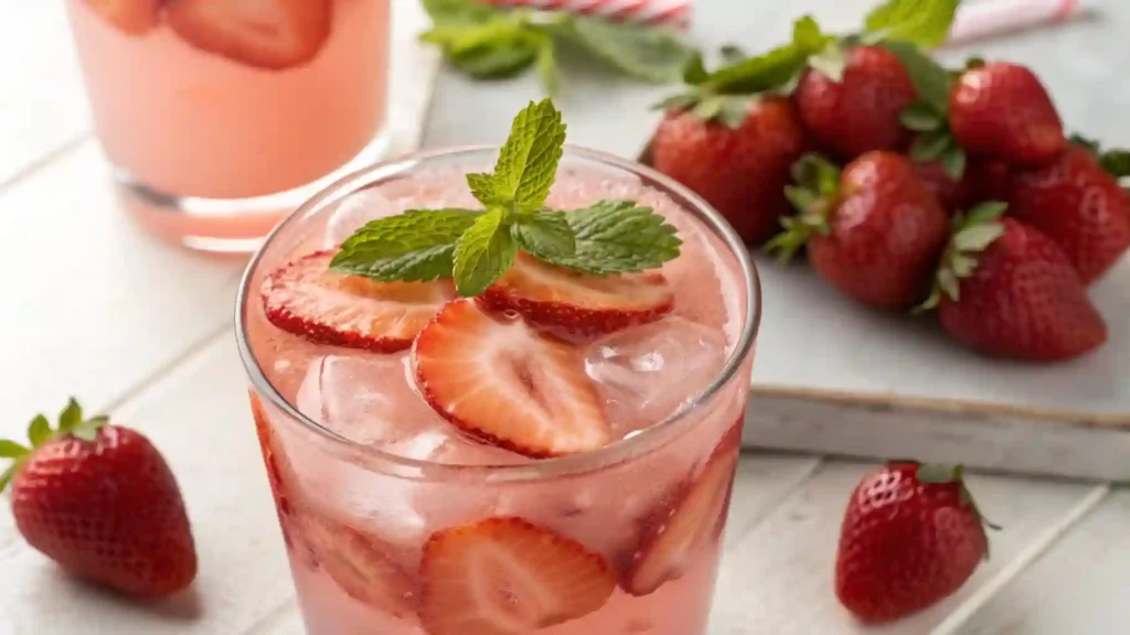 Fresh Pink Strawberry Lemonade