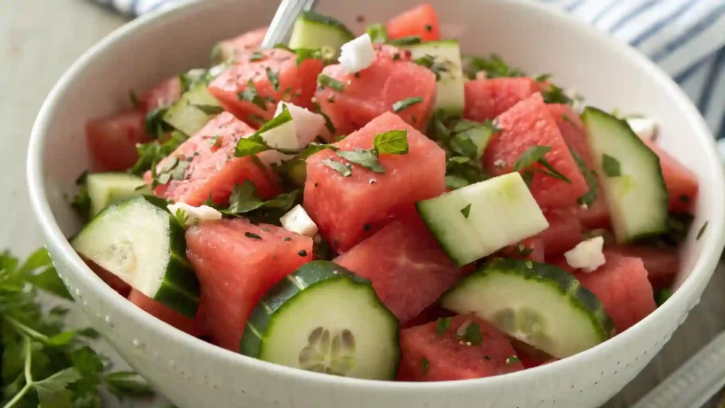 Watermelon Cucumber Salad