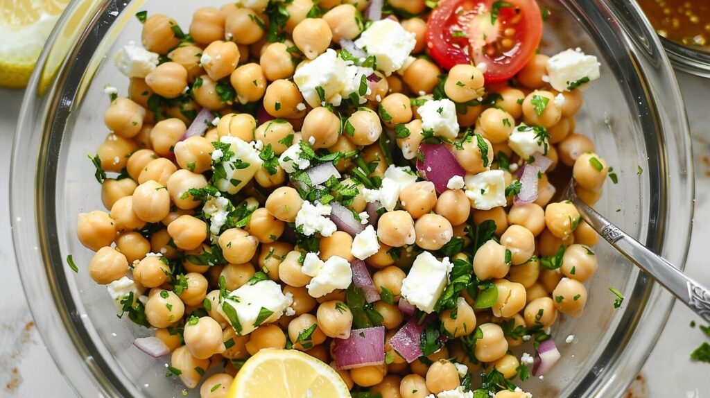 Lemony Chickpea Feta Salad – Bright, Fresh, and Satisfying
