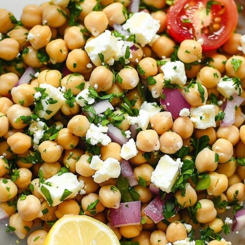 Lemony Chickpea Feta Salad – Bright, Fresh, and Satisfying