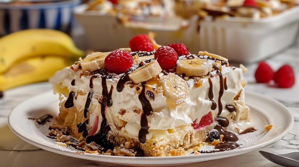 No Bake Banana Split Cake Recipe