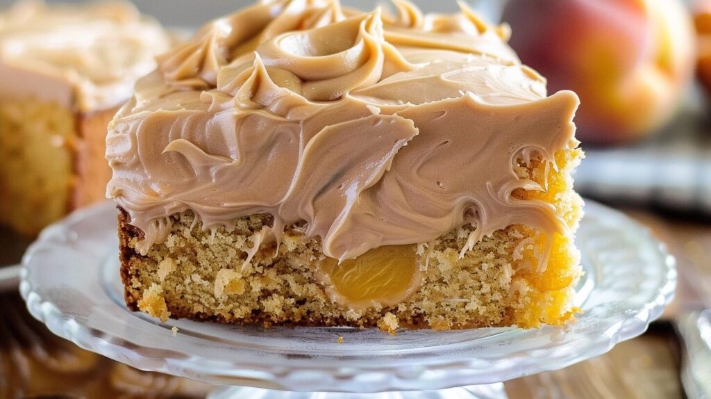 Peach Cake with Brown Sugar Frosting