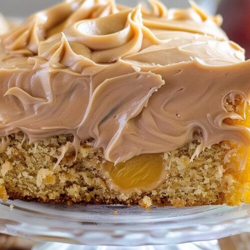 Peach Cake with Brown Sugar Frosting