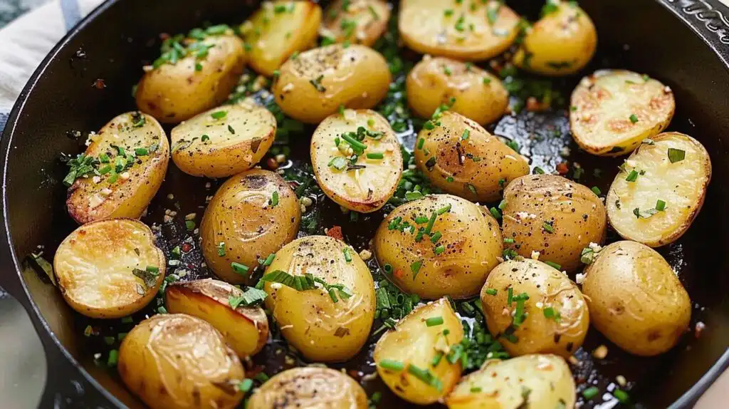 Garlic Chive Butter Roasted Potatoes