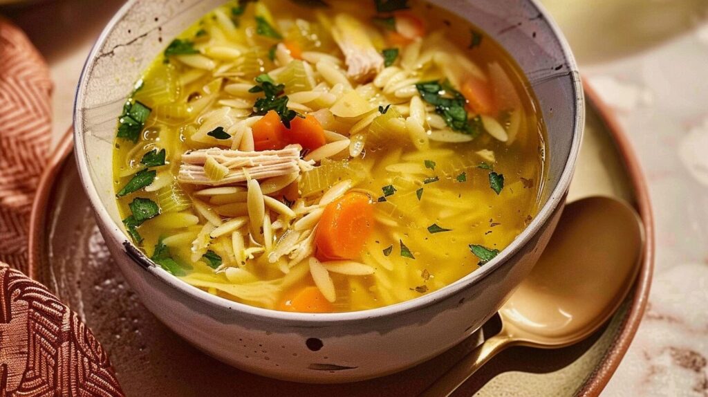 Warm Chicken Orzo Soup