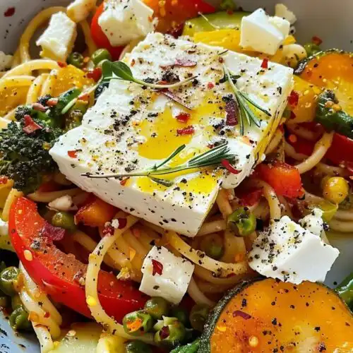 Veggie Pasta with Baked Feta