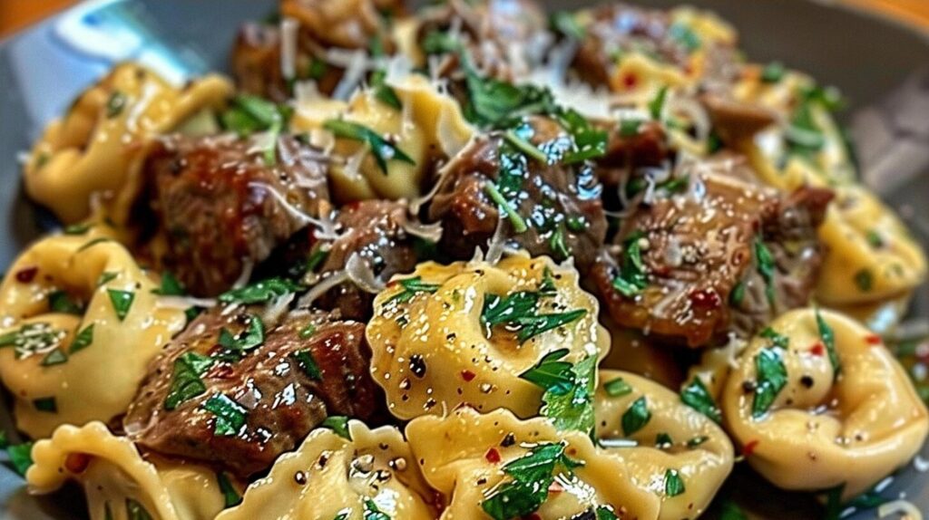 One-Pan Cowboy Butter Tortellini Steak Bites