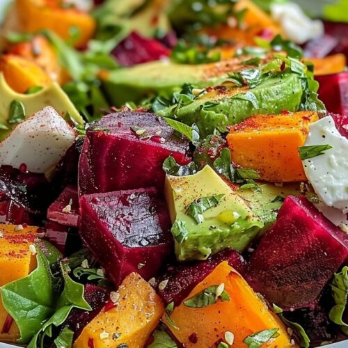 This Beet Sweet Potato Avocado Salad