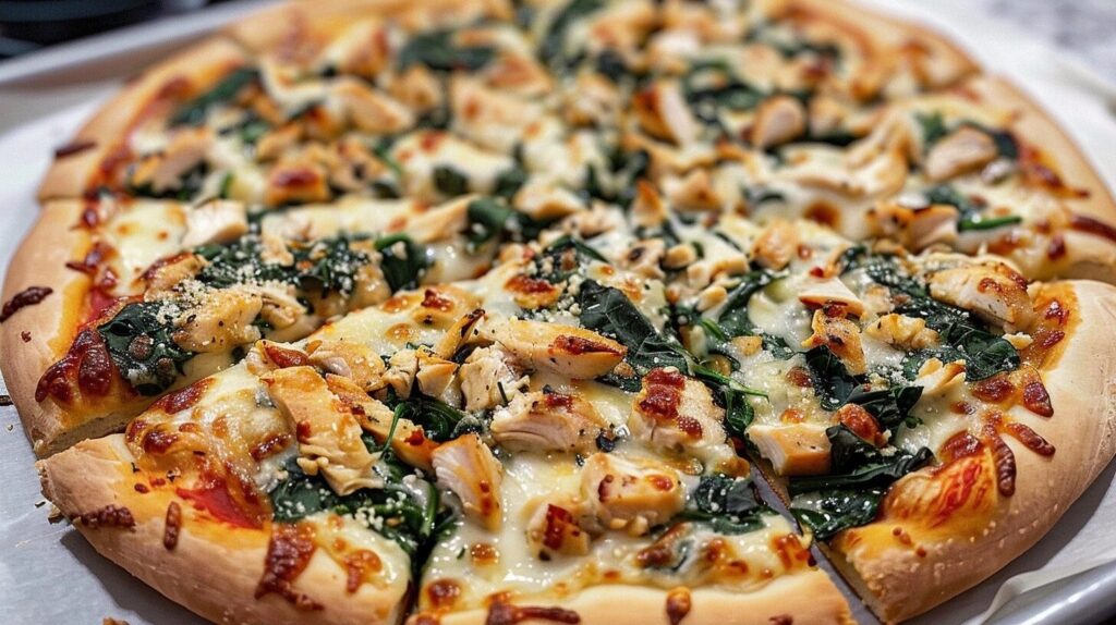 Homemade Chicken Spinach Pizza