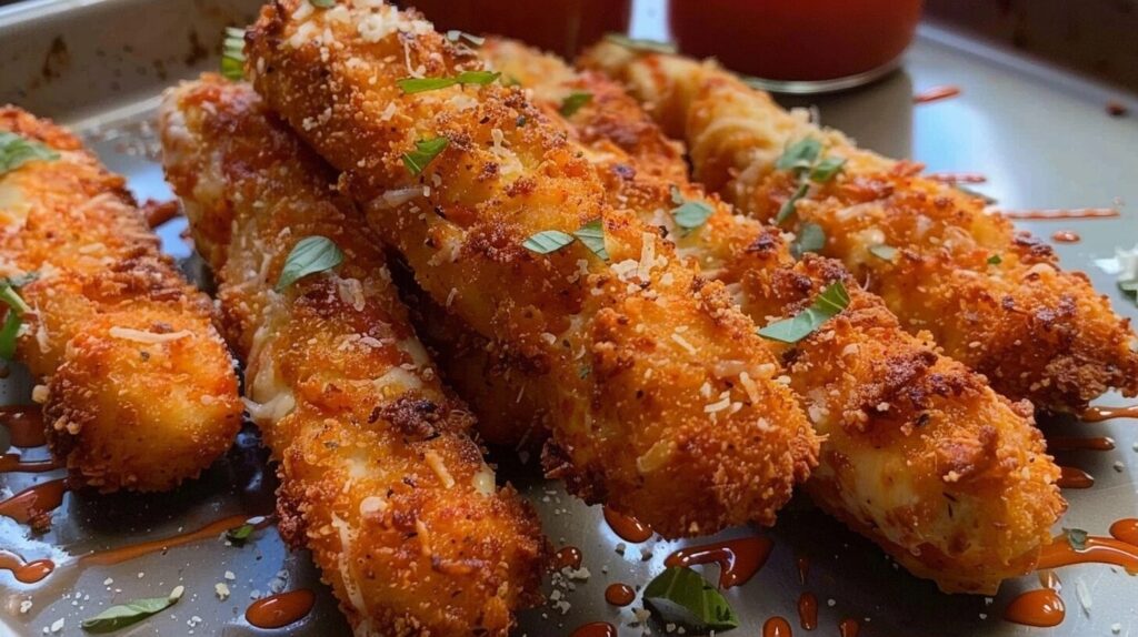 Spicy Buffalo Chicken Mozzarella Sticks