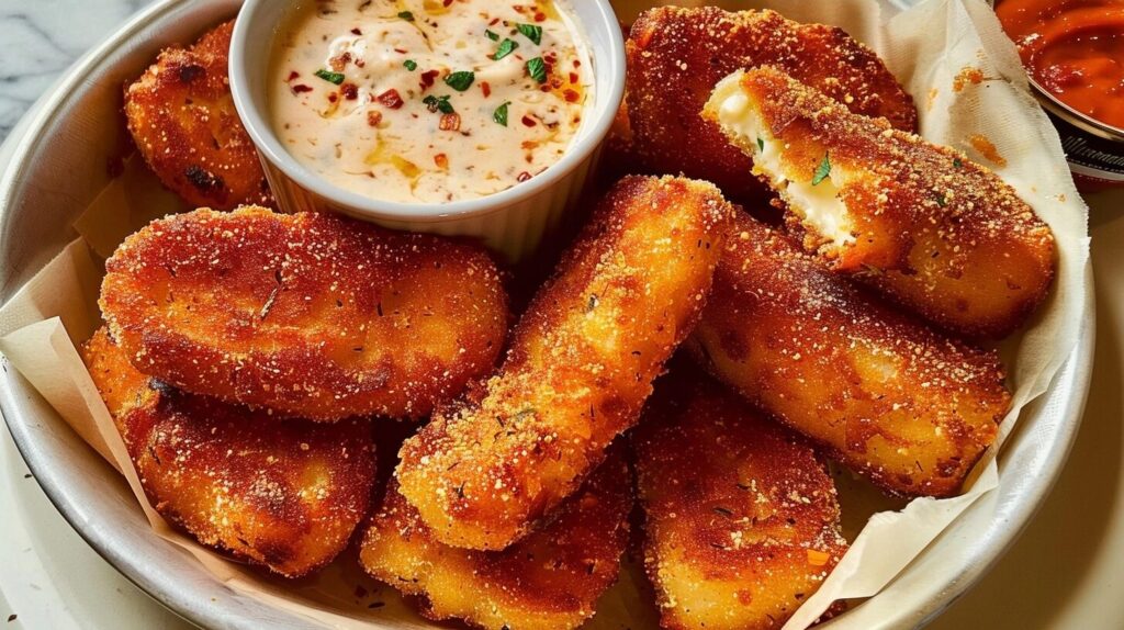 Spicy Nashville-Style Mozzarella Sticks