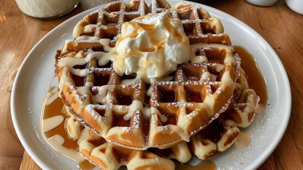Cinnamon Roll Waffles with Cream Cheese Glaze