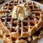 Cinnamon Roll Waffles with Cream Cheese Glaze
