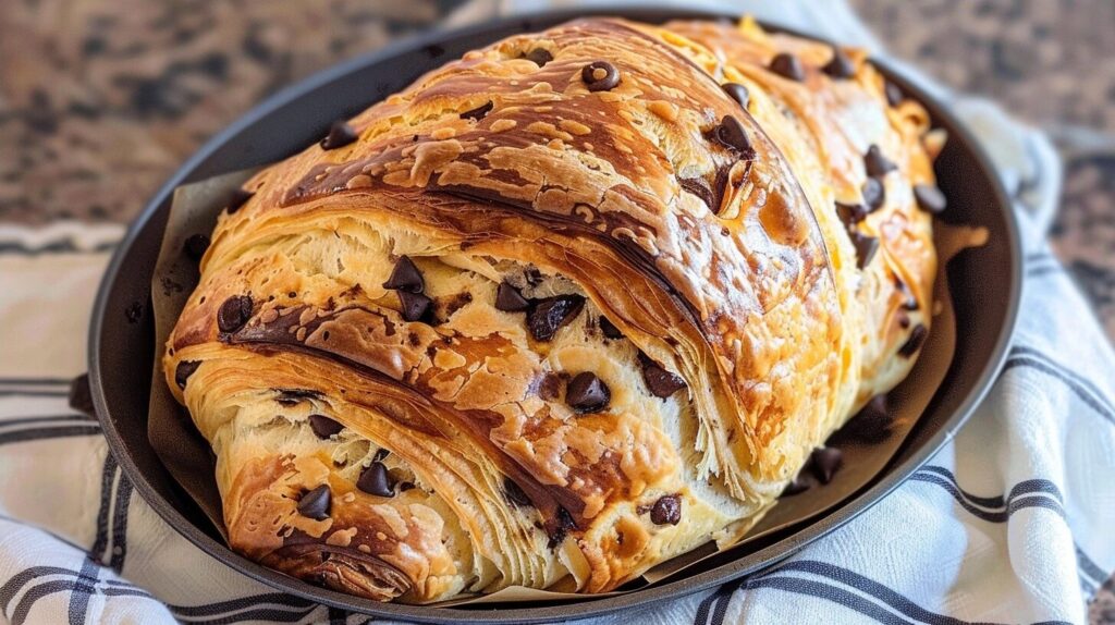 Sourdough Chocolate Chip Croissant Bread for Breakfast
