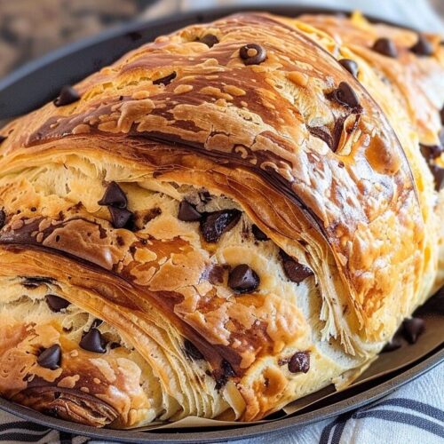 Sourdough Chocolate Chip Croissant Bread for Breakfast