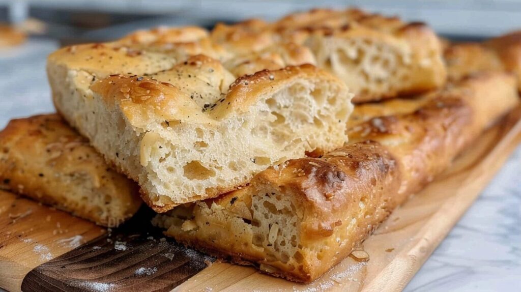 Crispy Sourdough Discard Garlic Herb Focaccia Bread