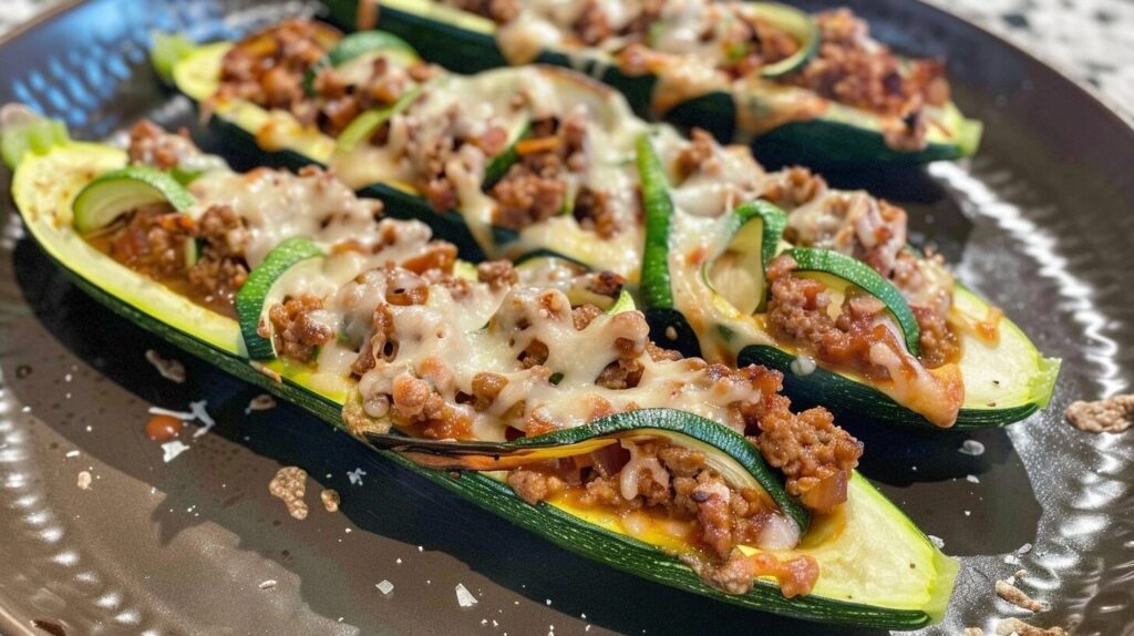 Ground Beef Zucchini Boats