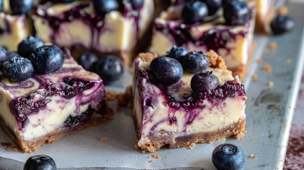 Blueberry Swirl Cheesecake Bars