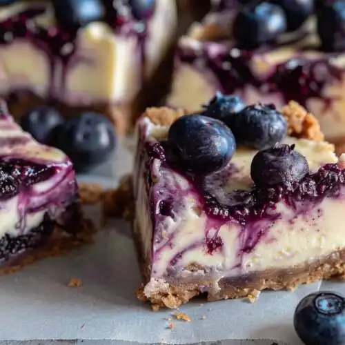 Blueberry Swirl Cheesecake Bars