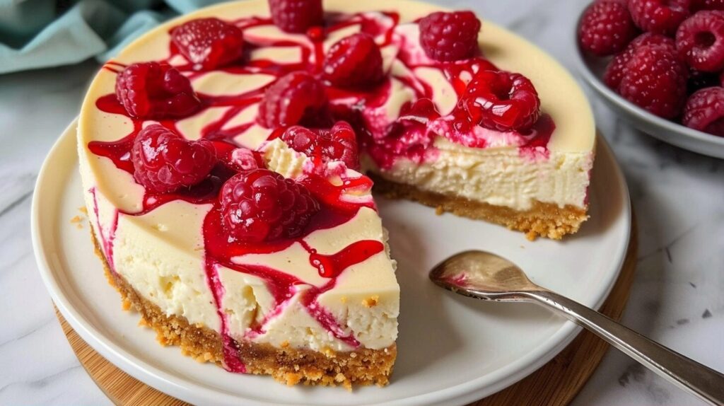 Raspberry Cheesecake Recipe with Sweet Crumb Crust