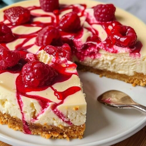 Raspberry Cheesecake Recipe with Sweet Crumb Crust