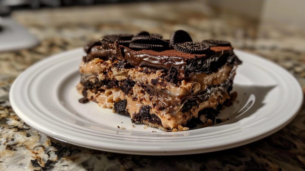 No Bake Peanut Butter Oreo Lasagna
