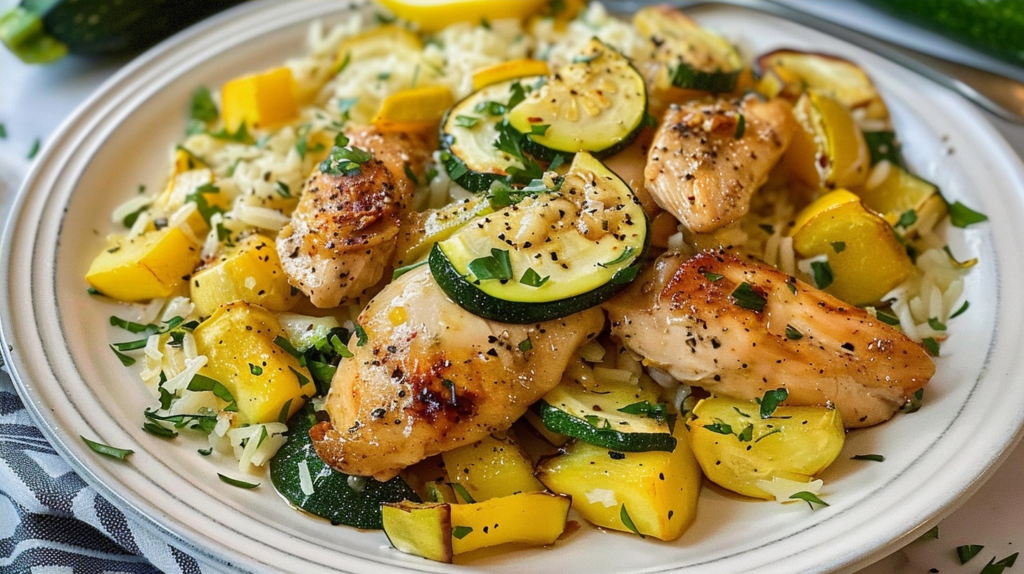 Chicken with Zucchini and Yellow Squash