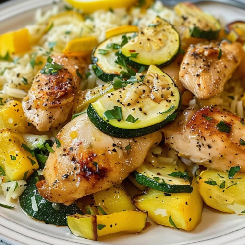 Chicken with Zucchini and Yellow Squash