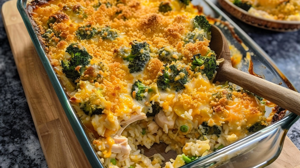Cheesy Broccoli Chicken and Rice Casserole