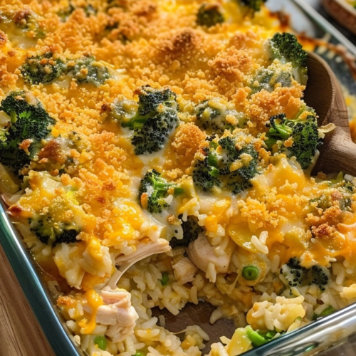 Cheesy Broccoli Chicken and Rice Casserole