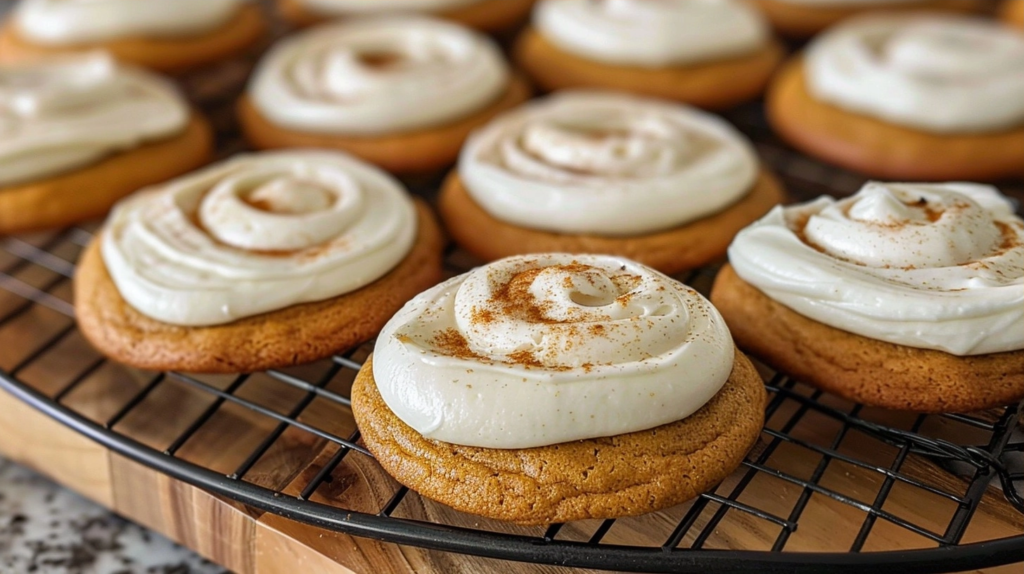 Pumpkin Cookies with Cream Cheese Frosting