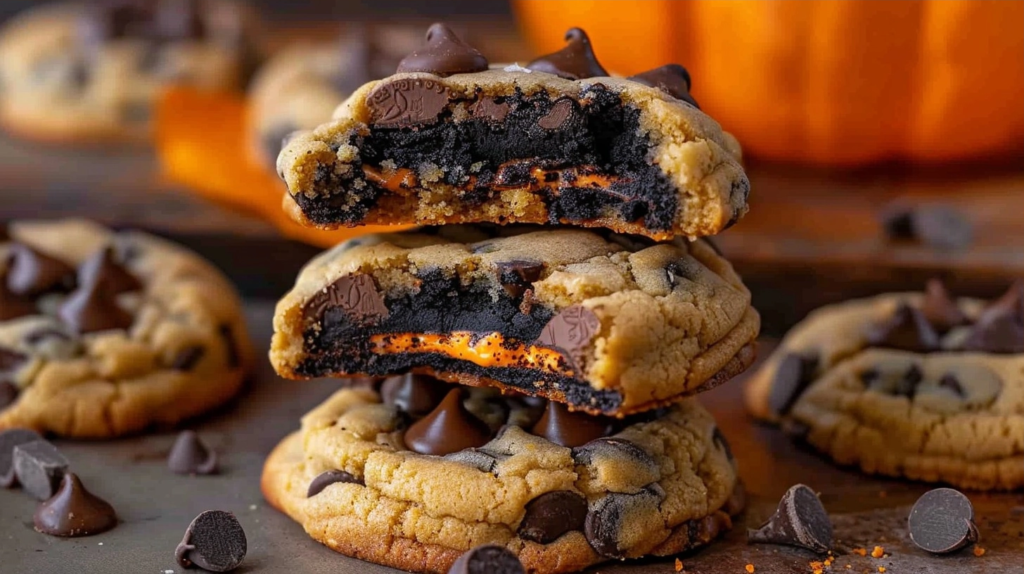 Halloween Oreo Stuffed Chocolate Chip Cookies