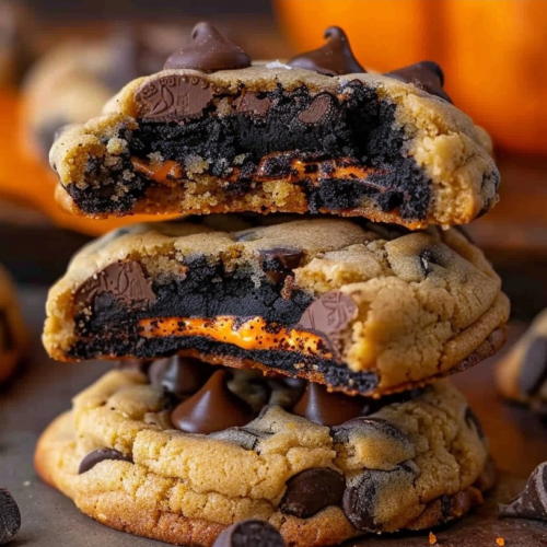 Halloween Oreo Stuffed Chocolate Chip Cookies