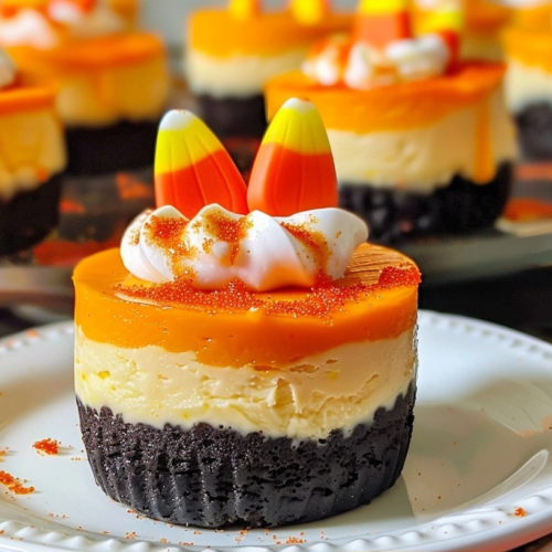 Mini Candy Corn Cheesecakes for Autumn Treats