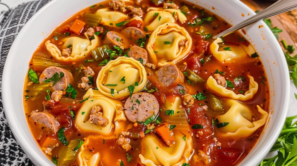 Autumn Tortellini Soup with Sausage