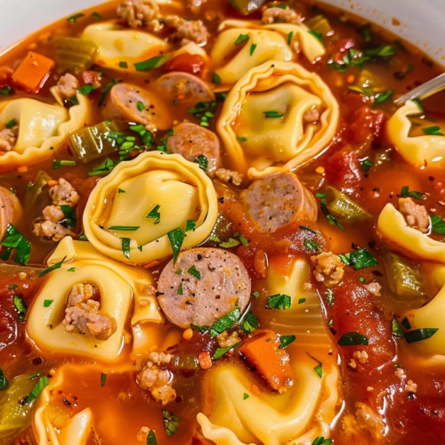 Autumn Tortellini Soup with Sausage