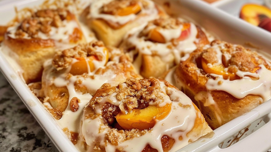 Peach Cobbler Cinnamon Rolls