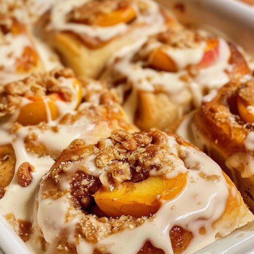 Peach Cobbler Cinnamon Rolls