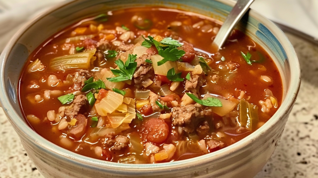 Cabbage Roll Soup recipe with beef