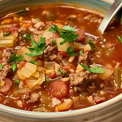 Cabbage Roll Soup recipe with beef