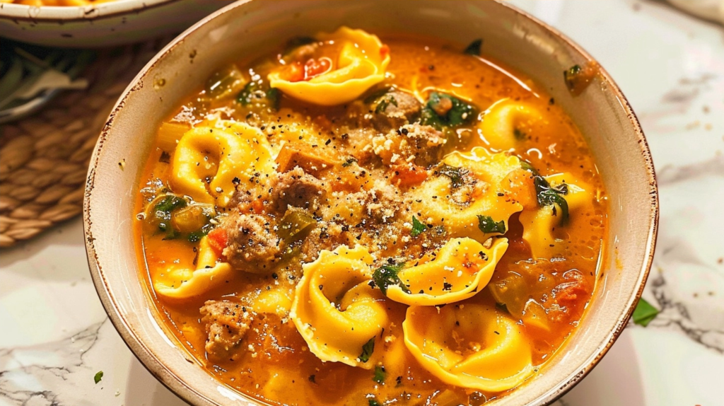 Autumn Tortellini Soup with Sausage