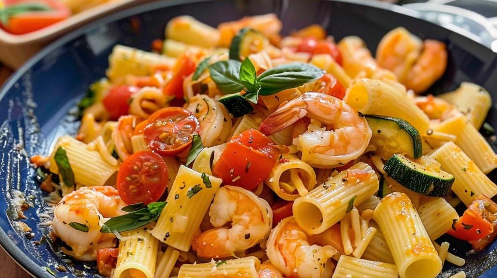 Tomato Zucchini Shrimp Pasta for Easy Dinners