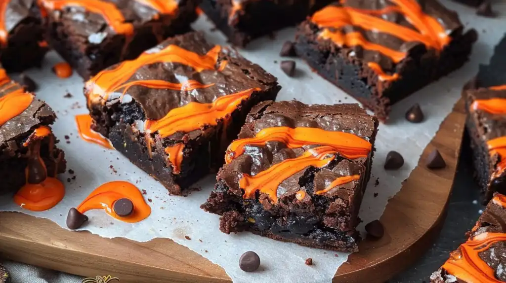 Halloween Brownies with Orange Cream