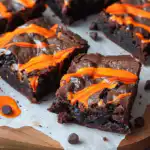 Halloween Brownies with Orange Cream
