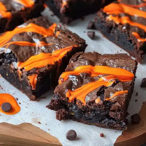Halloween Brownies with Orange Cream